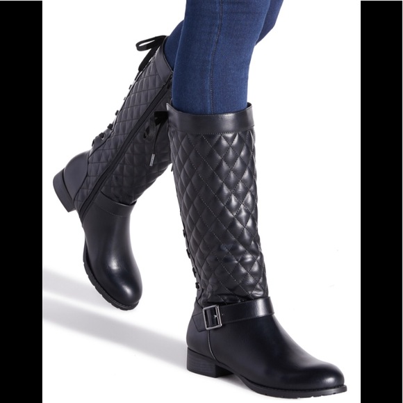 Shoe Dazzle Shoes - NWT Shoe Dazzle Quilted Black Faux Leather Boots